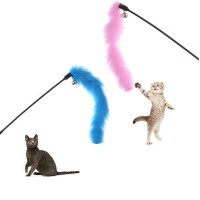 Random Color Turkey Feather Toy 1PC Cat Stick Interactive Feather Toy Cat Tease Cats Colorful Stick Plush Pet Supplies Pet tool